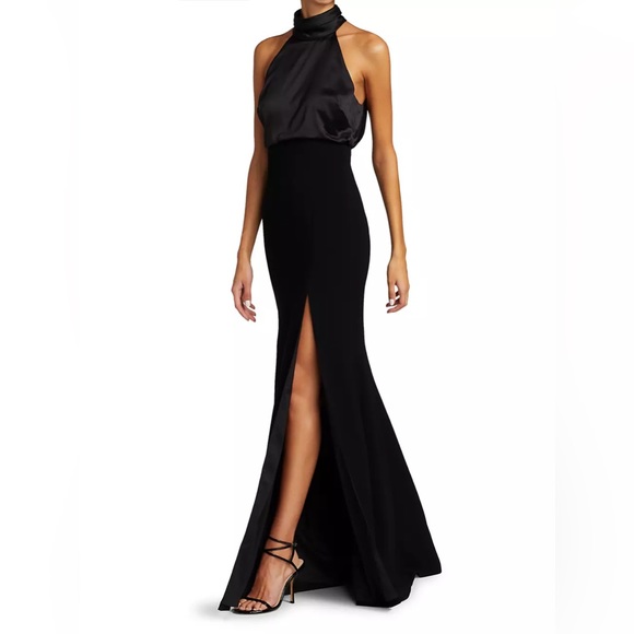 $695 Cinq à Sept Alexandra Turtleneck Halter Gown size8 - Picture 1 of 11